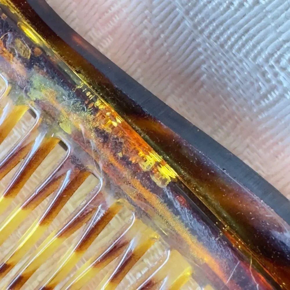 Vintage Brown Tortoiseshell Celluloid Hair Comb Deco 1930s Starburst Rhinestones